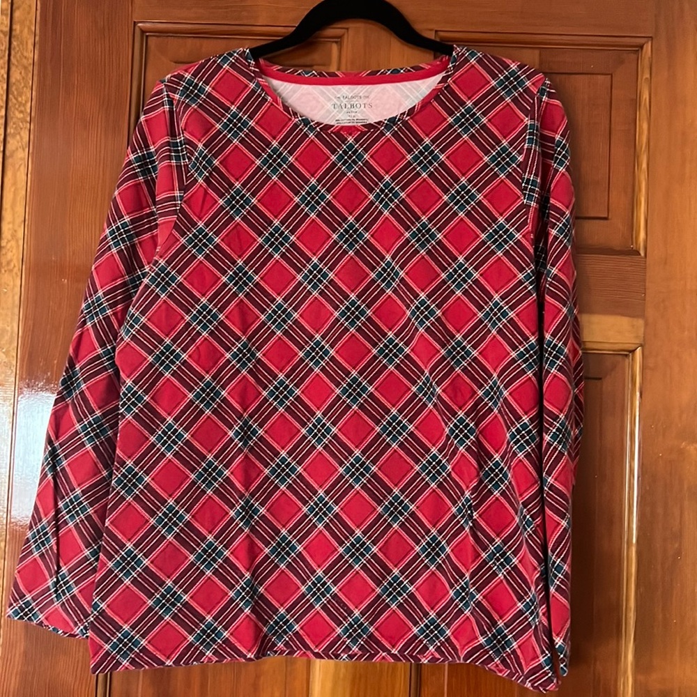 Talbots XLP Red Plaid Tee